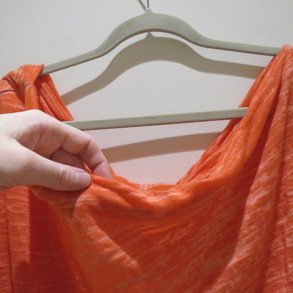 FREE PEOPLE WE THE FREE Astrid Neck Burnout Oversized Top in Lotus Red Boho L - Picture 5 of 14